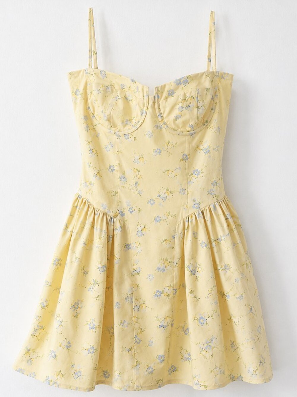 Samaria House of CB Floral Corset Mini Dress Yellow Blue Print Size M